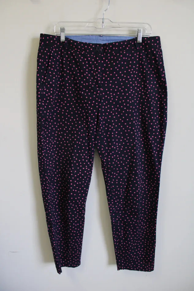 Talbots Rings Talbots Weekend Chino Dark Navy Blue Pink Polka Dot Pant 10
