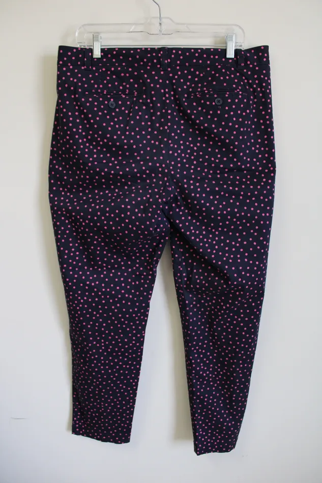 Talbots Rings Talbots Weekend Chino Dark Navy Blue Pink Polka Dot Pant 10