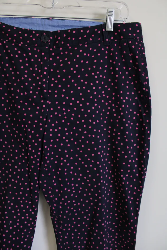 Talbots Rings Talbots Weekend Chino Dark Navy Blue Pink Polka Dot Pant 10