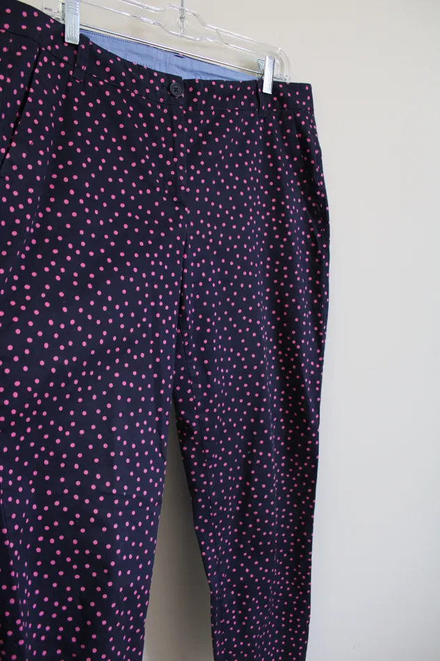 Talbots Rings Talbots Weekend Chino Dark Navy Blue Pink Polka Dot Pant 10