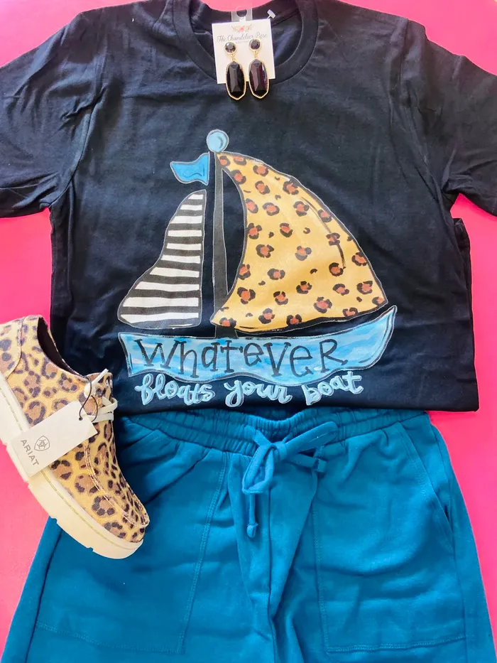 The Chandelier Rose Boutique Rings WHATEVER FLOATS YOUR BOAT TEE BLACK