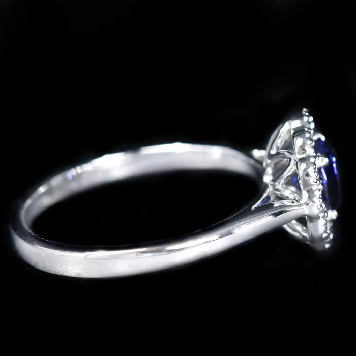 The Gem House Rings 14K White Gold 079 Carat Sapphire and Diamond Ring