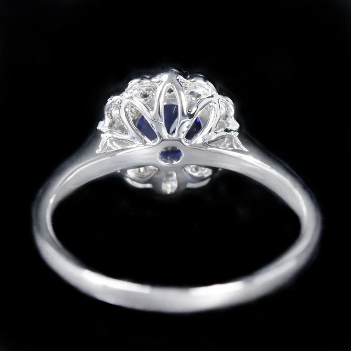 The Gem House Rings 14K White Gold 079 Carat Sapphire and Diamond Ring