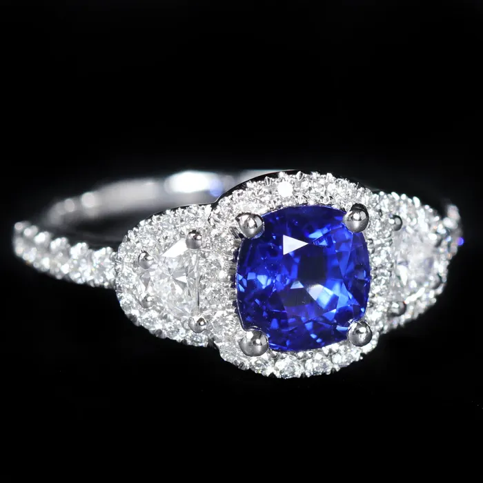 The Gem House Rings Platinum 205 Carat Sapphire and Diamond Ring