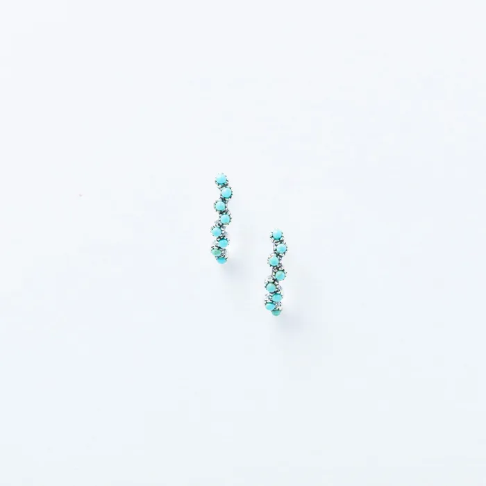 Tiger Mountain Turquoise Strand Stud Earrings in Sterling Silver Earrings