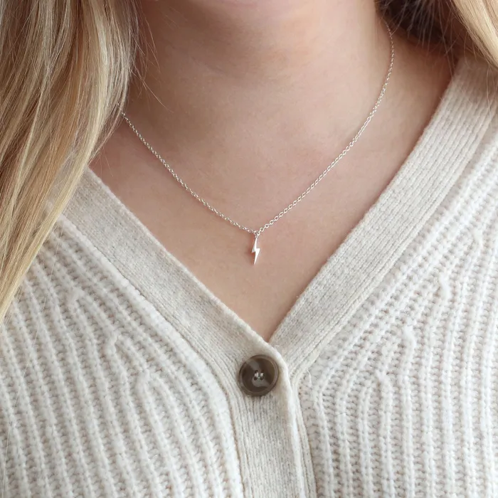 Tiny Lightning Bolt Charm Necklace kris nations Necklaces