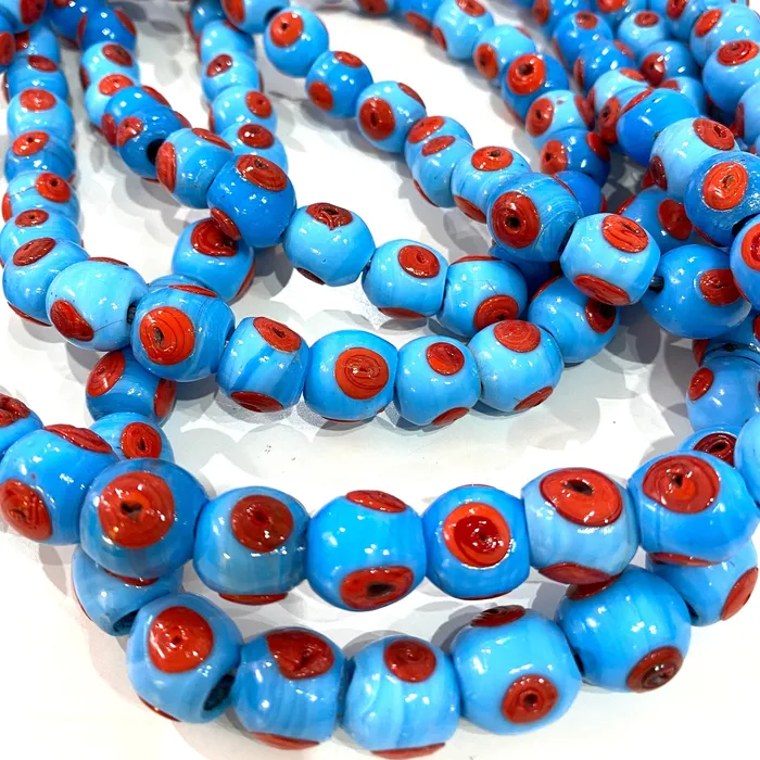 Traditional Turkish Artisan Handmade Glass Beads Large Hole Glass Beads 10 Beads in a pack Peppy Beads Earrings