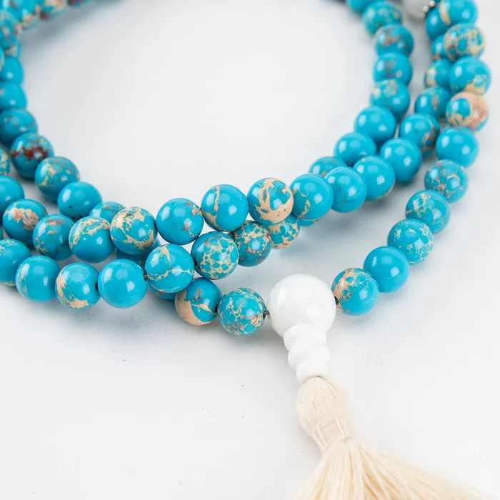 Turquoise Mala Necklace DharmaCrafts Necklaces