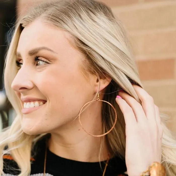Twisted Silver Earrings HAMMERED Hoop