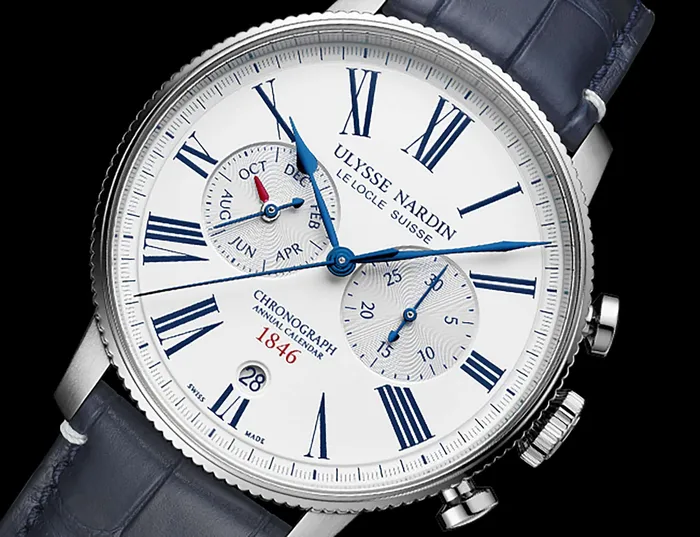 Ulysse Nardin Ulysse Nardin Marine Torpilleur Annual Chronograph 44mm Steel Watch Earrings