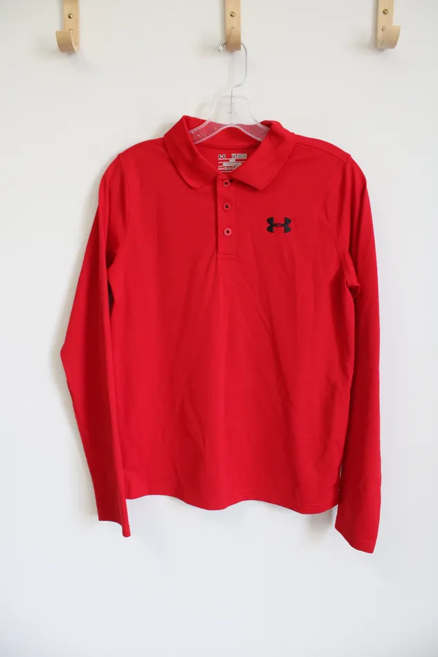 Under Armour Earrings Under Armour Red Long Sleeved Polo Shirt Youth XL 1618 Under Armour Earrings Under Armour Red Long Sleeved Polo Shirt Youth XL 1618