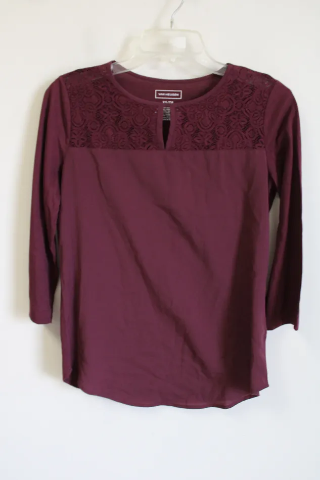 Van Heusen Earrings Van Heusen Burgundy Long Sleeved Shirt XS