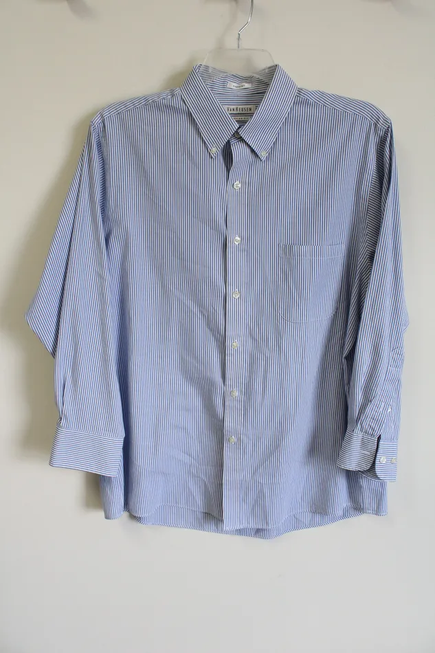 Van Heusen Rings Van Heusen Pinpoint Blue Striped Button Down Shirt 17 3233
