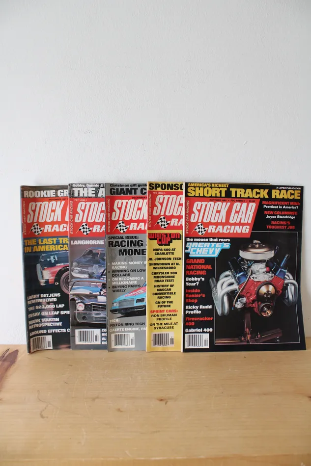 Vintage Stock Car Racing Magazines Lot Of 5 Jubilee Thrift Necklaces