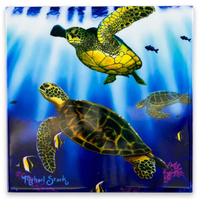 VISIONSTROPICS Earrings Turtle Town Ceramic Tile by Michael Stark 425 x 425