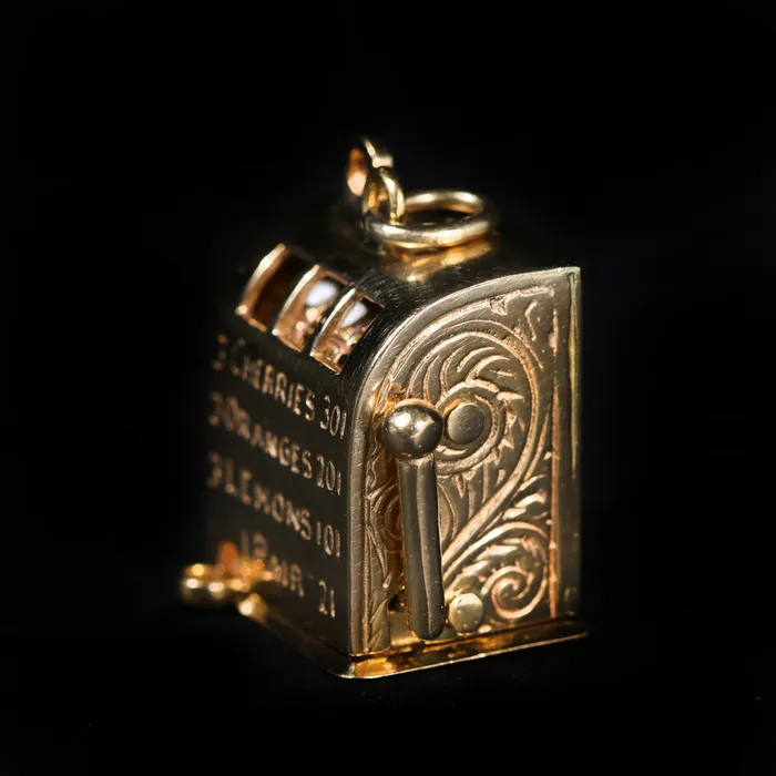 Vollman The Rosenthal Bee Charm Necklaces 14k Yellow Gold Slot Machine Charm