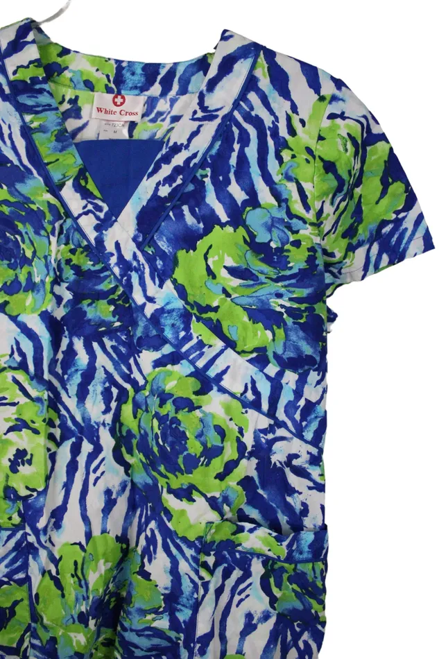 White Cross Blue Scrub Top M White Cross Rings