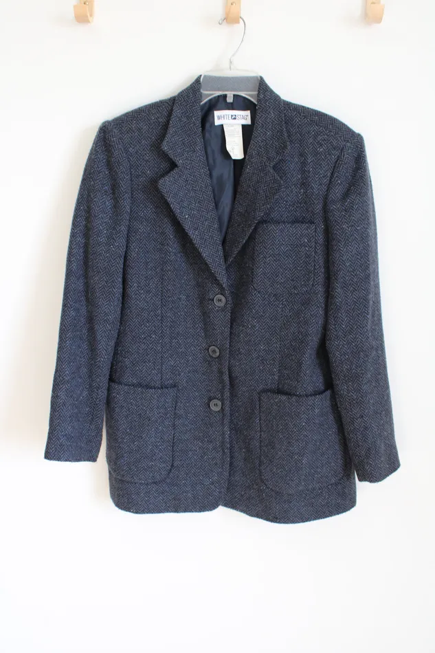 White Stag Vintage White Stag Blue Wool Blend Blazer 12 Rings