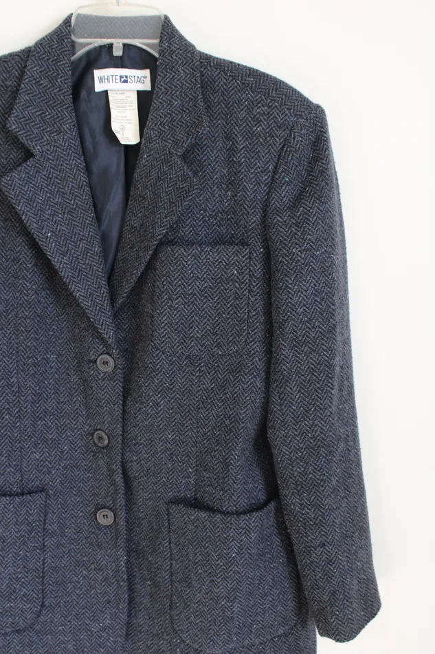 White Stag Vintage White Stag Blue Wool Blend Blazer 12 Rings