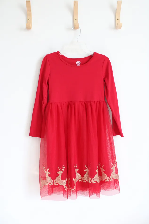 Wonder Nation Red Gold Shimmer Reindeer Tulle Long Sleeved Dress Youth L 1012 Wonder Nation Earrings Wonder Nation Red Gold Shimmer Reindeer Tulle Long Sleeved Dress Youth L 1012 Wonder Nation Earrings