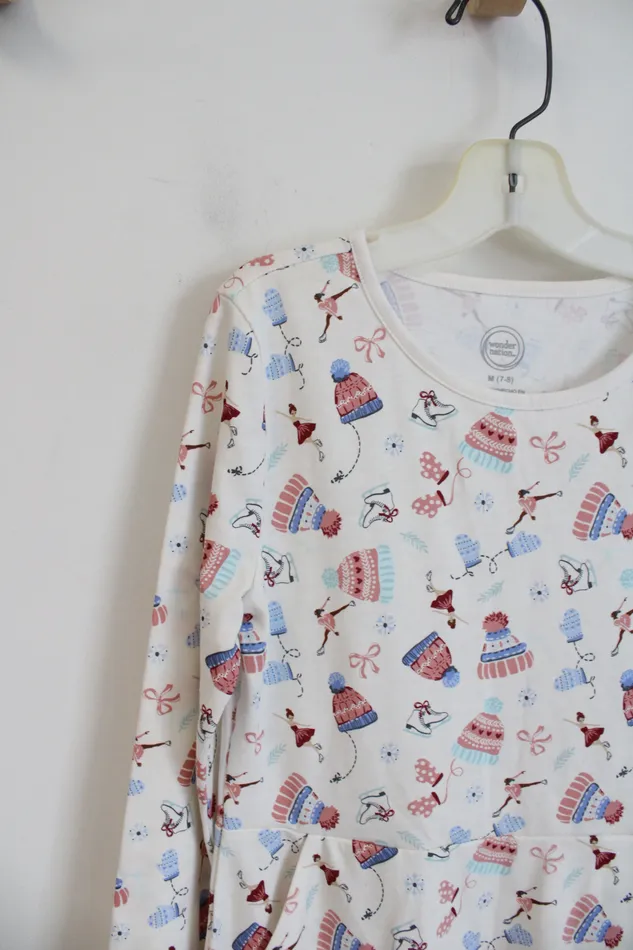 Wonder Nation Wonder Nation Cream Ice Skating Long Sleeved Dress Youth M 78 Earrings