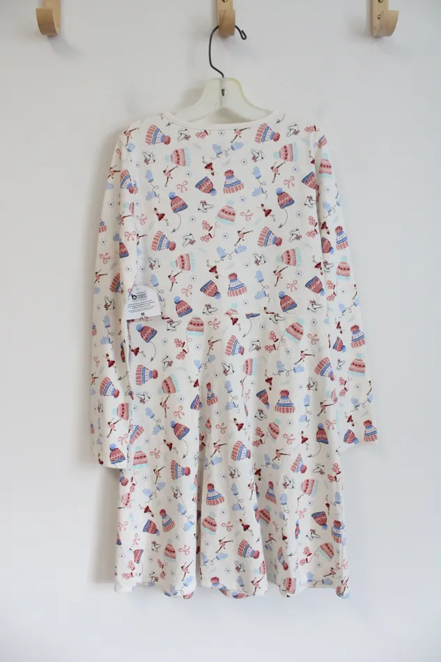 Wonder Nation Wonder Nation Cream Ice Skating Long Sleeved Dress Youth M 78 Earrings
