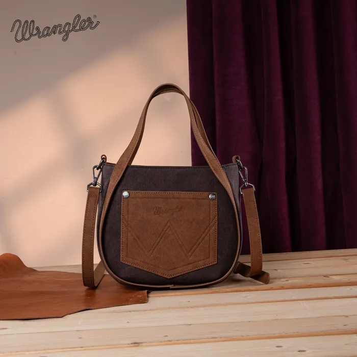 Wrangler W Stitch Fringe Two Tone ToteCrossbody Coffee MONTANA WEST Rings