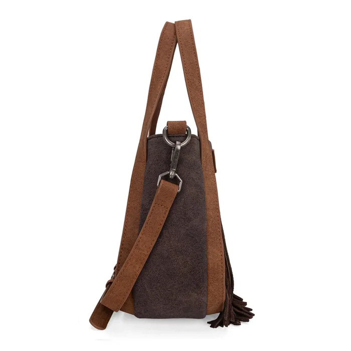 Wrangler W Stitch Fringe Two Tone ToteCrossbody Coffee MONTANA WEST Rings