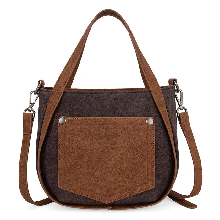 Wrangler W Stitch Fringe Two Tone ToteCrossbody Coffee MONTANA WEST Rings