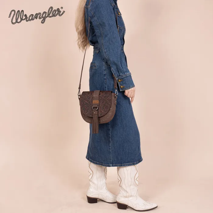 Wrangler Western Tooled Saddle Bag Crossbody Coffee MONTANA WEST Earrings