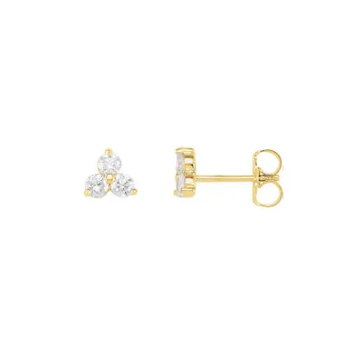 Yellow Gold Mini Three Brilliant Diamond Studs RACHEL LYNN CHICAGO Rings
