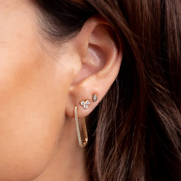 Yellow Gold Mini Three Brilliant Diamond Studs RACHEL LYNN CHICAGO Rings