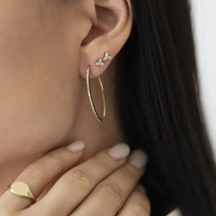 Yellow Gold Mini Three Brilliant Diamond Studs RACHEL LYNN CHICAGO Rings