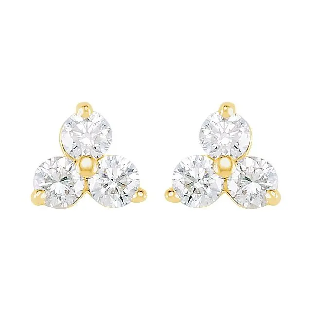 Yellow Gold Mini Three Brilliant Diamond Studs RACHEL LYNN CHICAGO Rings