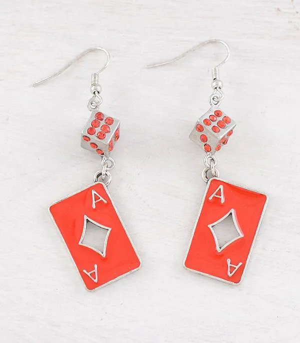YKT Earrings Western Ace Diamond Card Earrings
