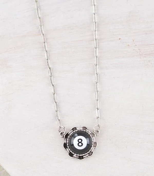 YKT Necklaces WESTERN EIGHT BALL PENDANT NECKLACE