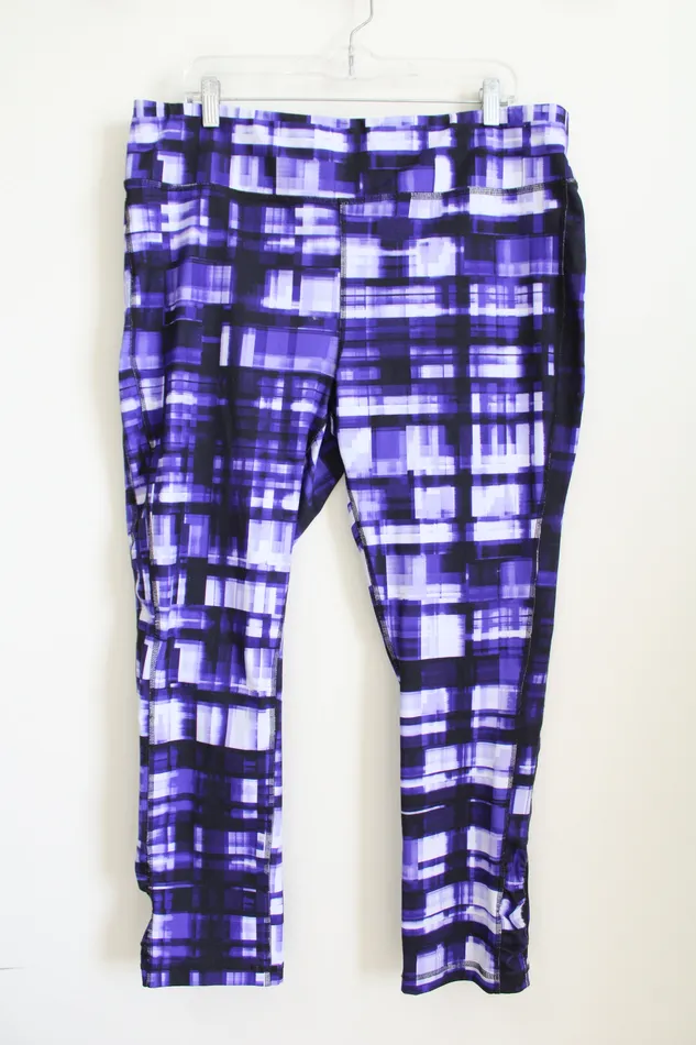 Zenergy By Chicos Purple White Patterned Legging XL Chicos Rings