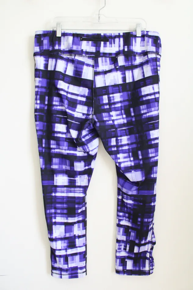 Zenergy By Chicos Purple White Patterned Legging XL Chicos Rings