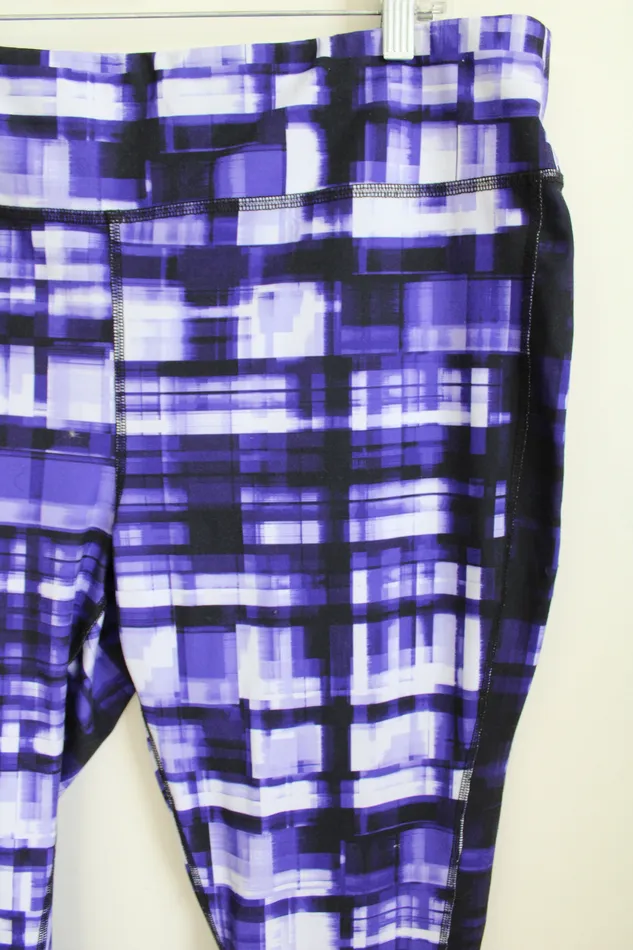Zenergy By Chicos Purple White Patterned Legging XL Chicos Rings