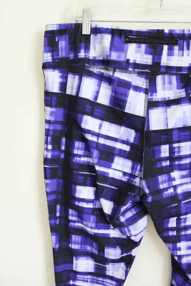Zenergy By Chicos Purple White Patterned Legging XL Chicos Rings